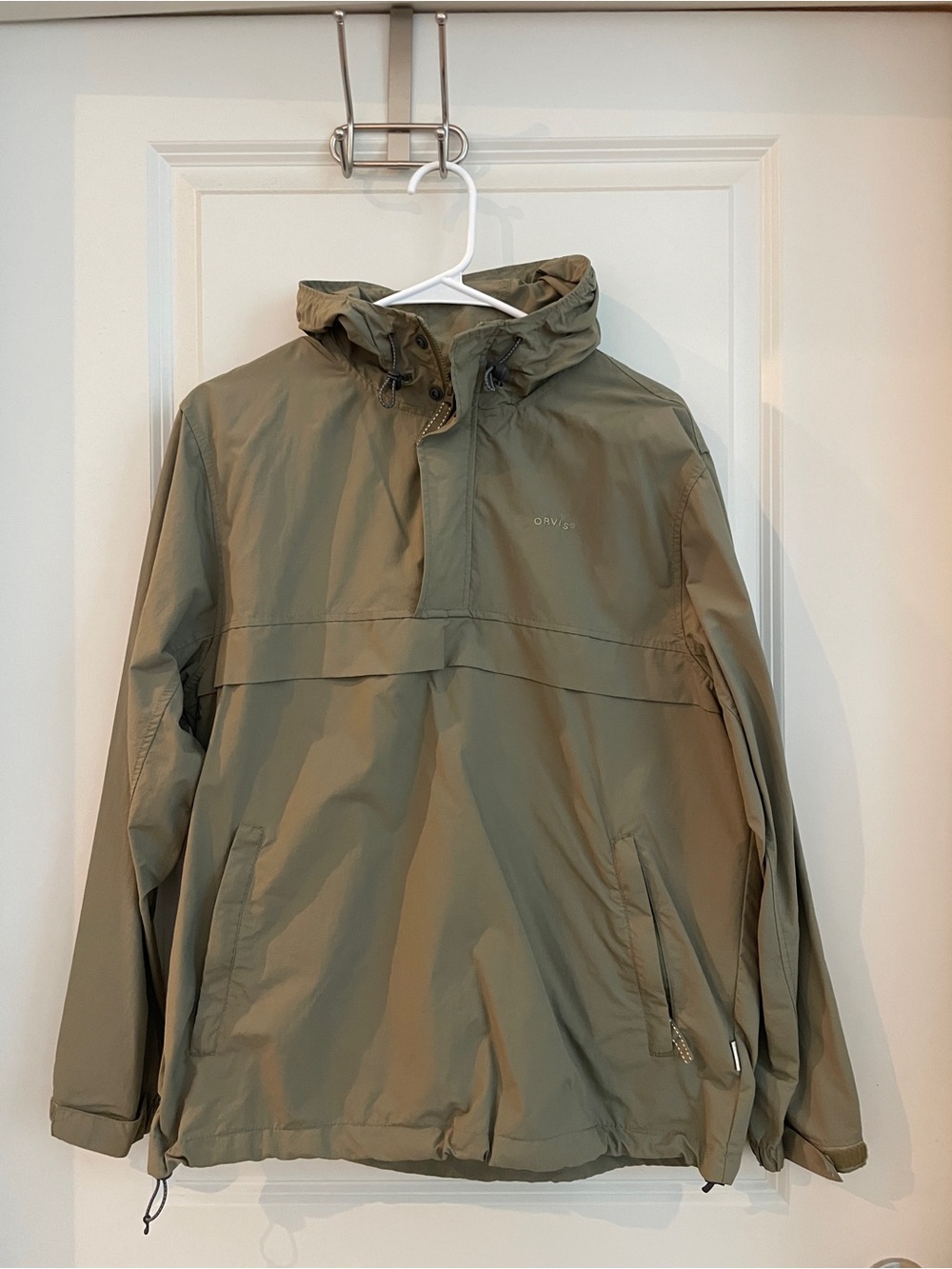 Orvis Olive Green Hooded Packable Windbreaker